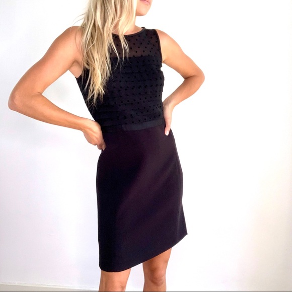 Loft NWT Black Polka Dot Layered Sheath Dress sz 2 - Picture 5 of 12